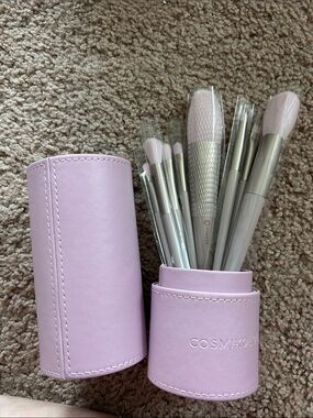 Pink Makeup Brush Set with Travel Case